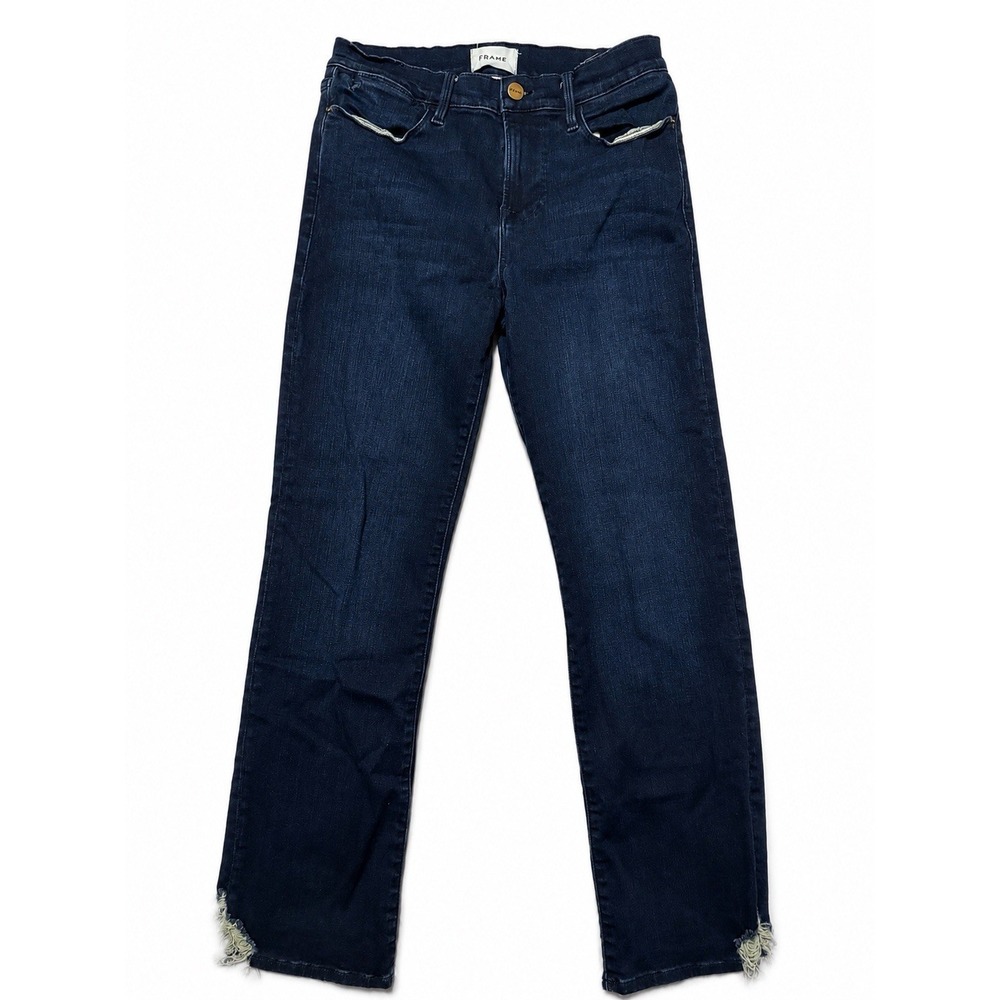 Frame Le High Straight Chewed Hem Jeans in Porter Chew Size 28